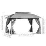 Outsunny 10' x 13' Patio Gazebo Outdoor Canopy Shelter with Sidewalls, Double Vented Roof, Steel Frame