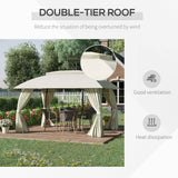 Outsunny 10' x 13' Patio Gazebo Outdoor Canopy Shelter with Sidewalls, Double Vented Roof, Steel Frame