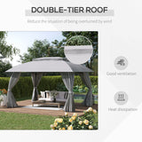 Outsunny 10' x 13' Patio Gazebo Outdoor Canopy Shelter with Sidewalls, Double Vented Roof, Steel Frame