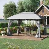 Outsunny 10' x 13' Patio Gazebo Outdoor Canopy Shelter with Sidewalls, Double Vented Roof, Steel Frame