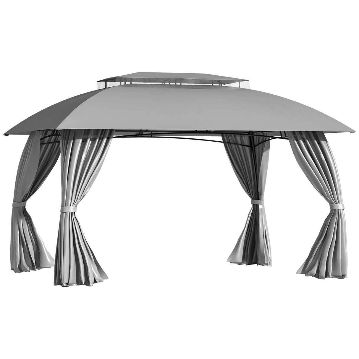 Outsunny 10' x 13' Patio Gazebo Outdoor Canopy Shelter with Sidewalls, Double Vented Roof, Steel Frame