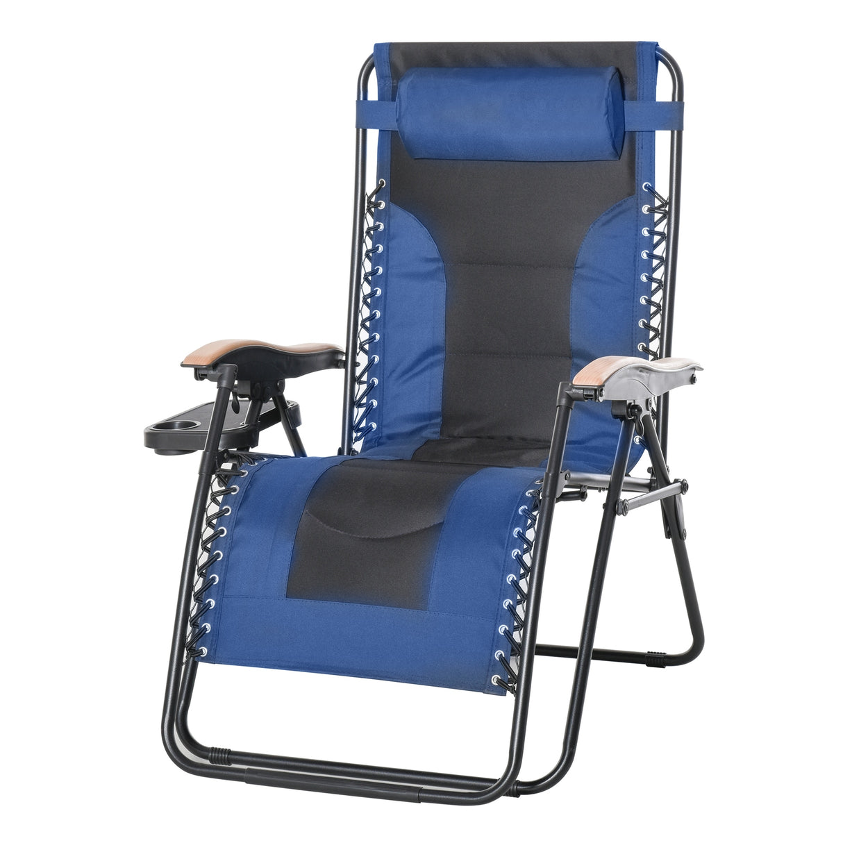 Outsunny Adjustable Zero Gravity Lounge Chair with a Folding Design, Convenient Cup Holders, & Durable Material