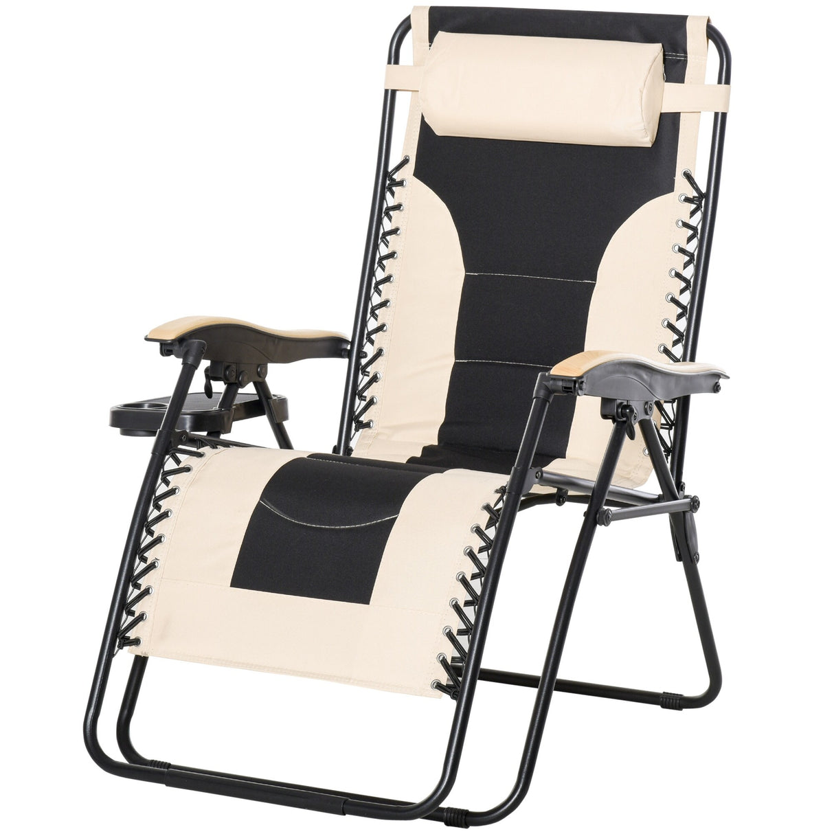 Outsunny Adjustable Zero Gravity Lounge Chair with a Folding Design, Convenient Cup Holders, & Durable Material