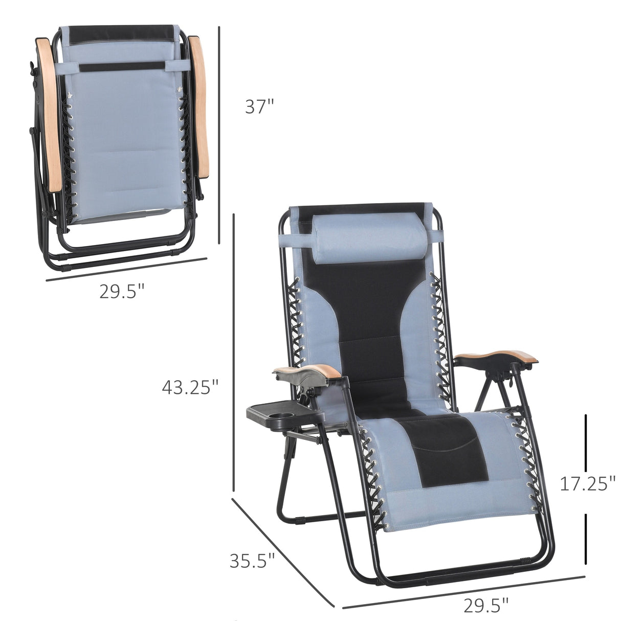 Outsunny Adjustable Zero Gravity Lounge Chair with a Folding Design, Convenient Cup Holders, & Durable Material