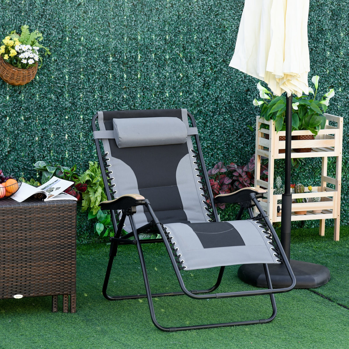 Outsunny Adjustable Zero Gravity Lounge Chair with a Folding Design, Convenient Cup Holders, & Durable Material