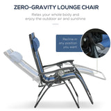 Outsunny XL Oversize Zero Gravity Recliner, Padded Patio Lounger Chair, Folding Chair with Adjustable Backrest, Cup Holder