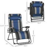 Outsunny XL Oversize Zero Gravity Recliner, Padded Patio Lounger Chair, Folding Chair with Adjustable Backrest, Cup Holder