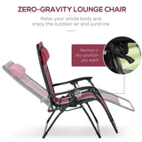 Outsunny XL Oversize Zero Gravity Recliner, Padded Patio Lounger Chair, Folding Chair with Adjustable Backrest, Cup Holder