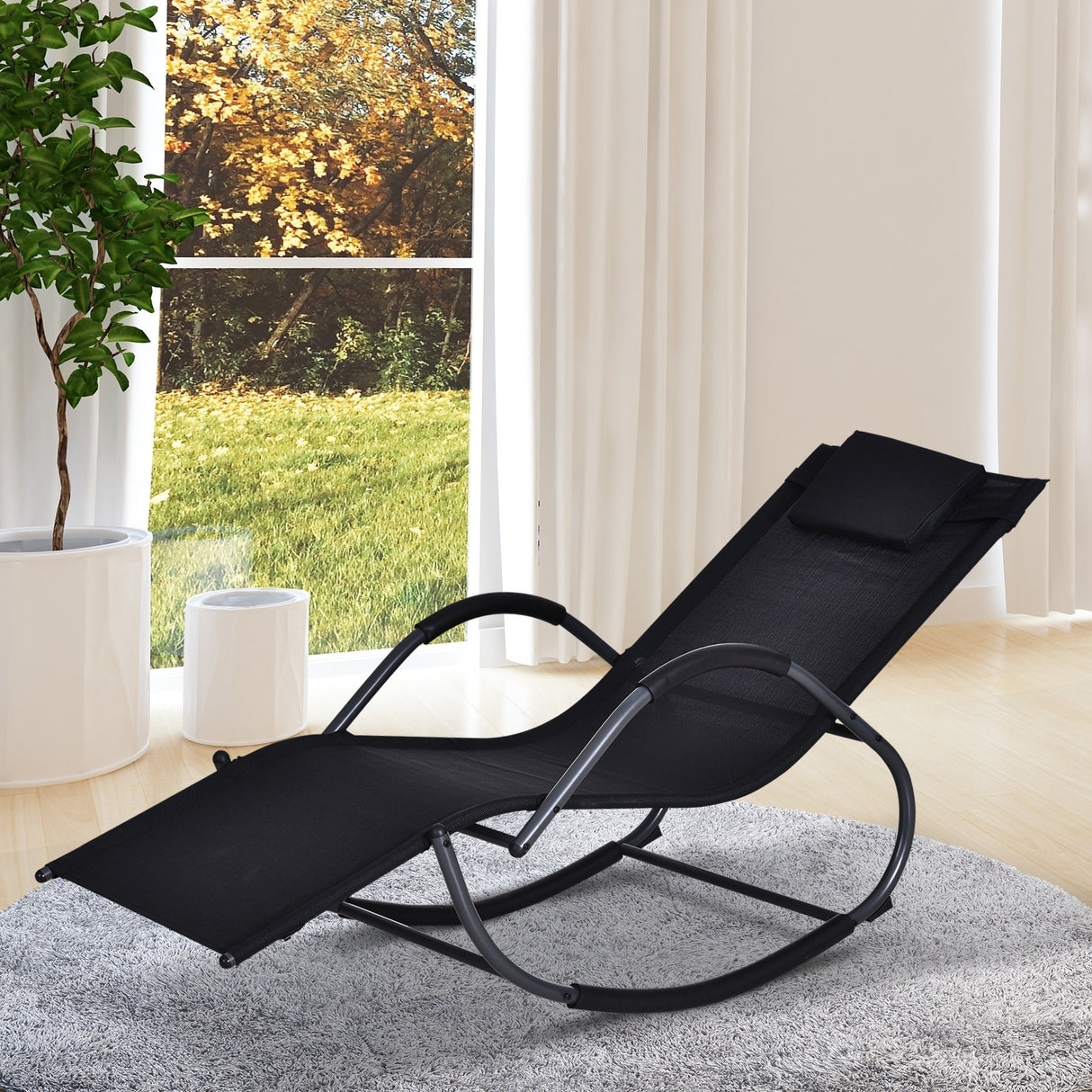 Outsunny Zero-Gravity Rocking Lounge Chair with Weather-Resistant Material for Backyard