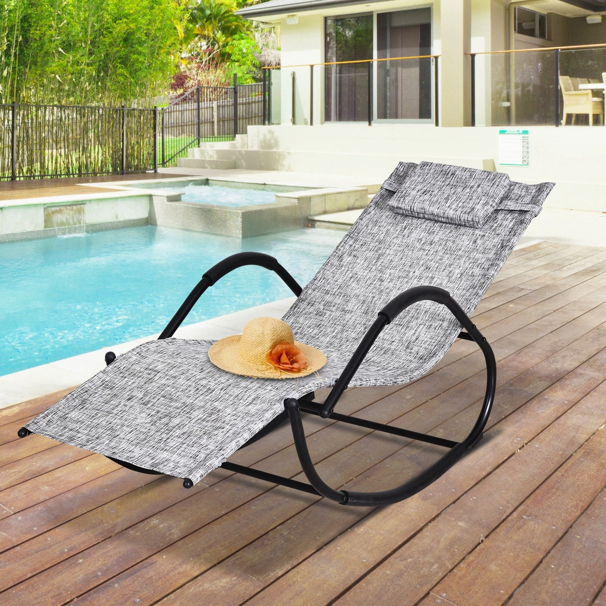 Outsunny Zero-Gravity Rocking Lounge Chair with Weather-Resistant Material for Backyard