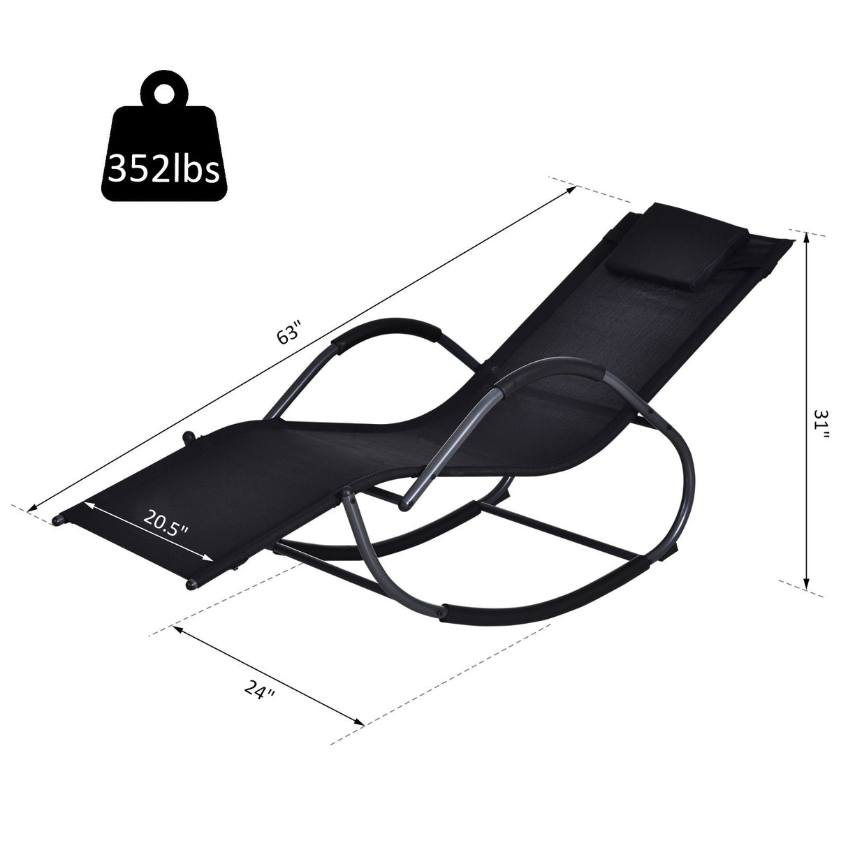 Outsunny Zero-Gravity Rocking Lounge Chair with Weather-Resistant Material for Backyard