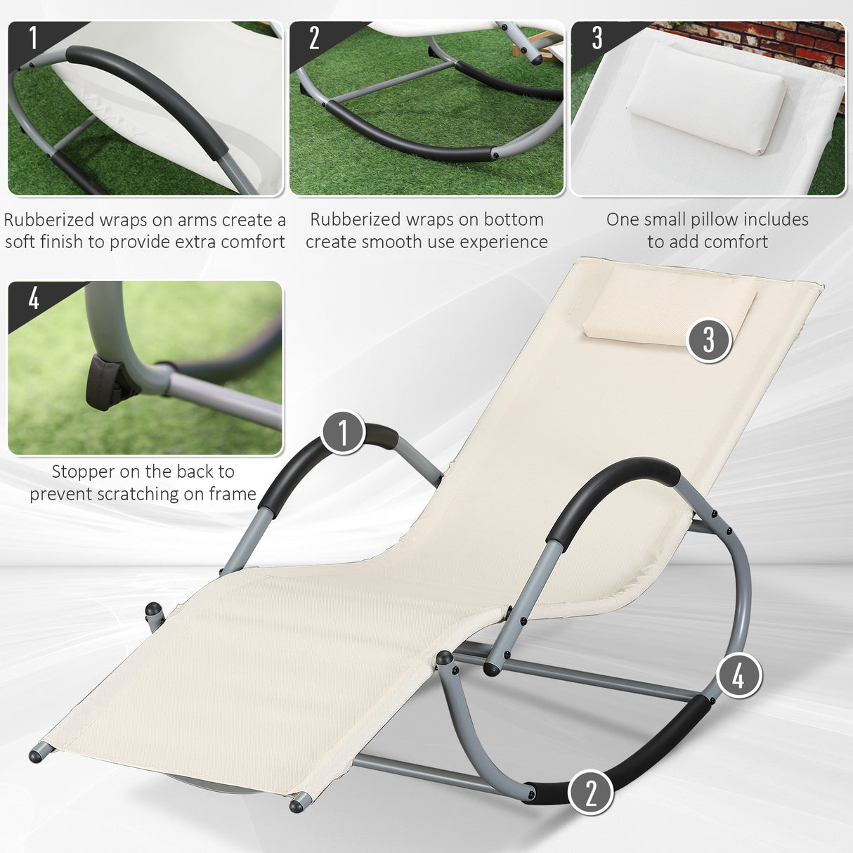 Outsunny Zero-Gravity Rocking Lounge Chair with Weather-Resistant Material for Backyard