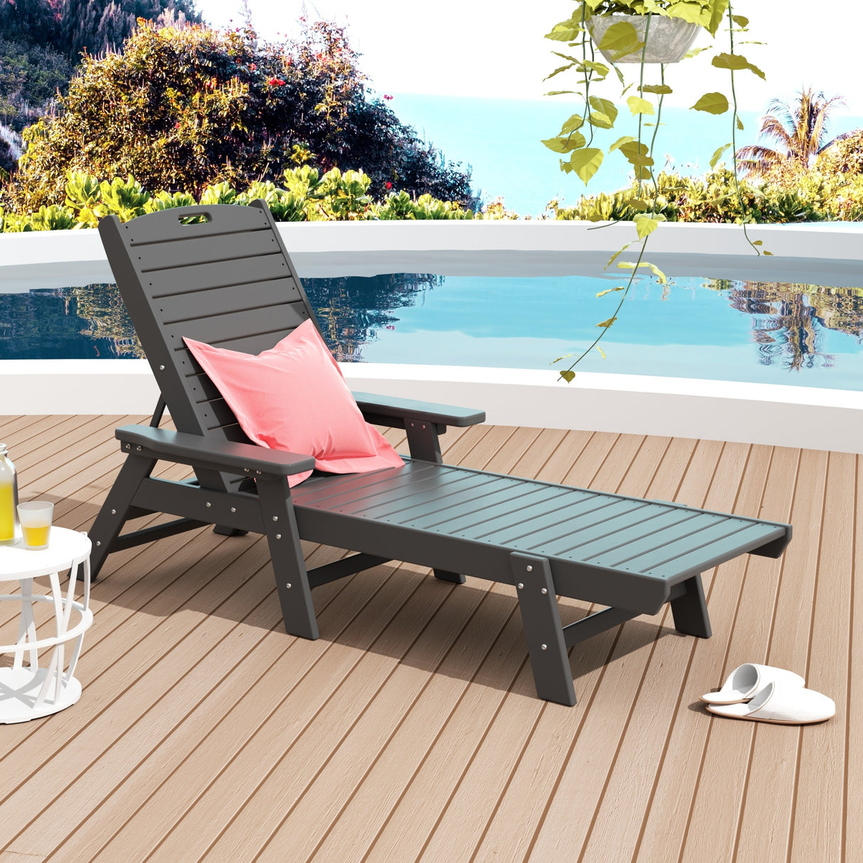 Polytrends Laguna Hdpe All Weather Outdoor Patio Pool Reclining Chaise Lounge