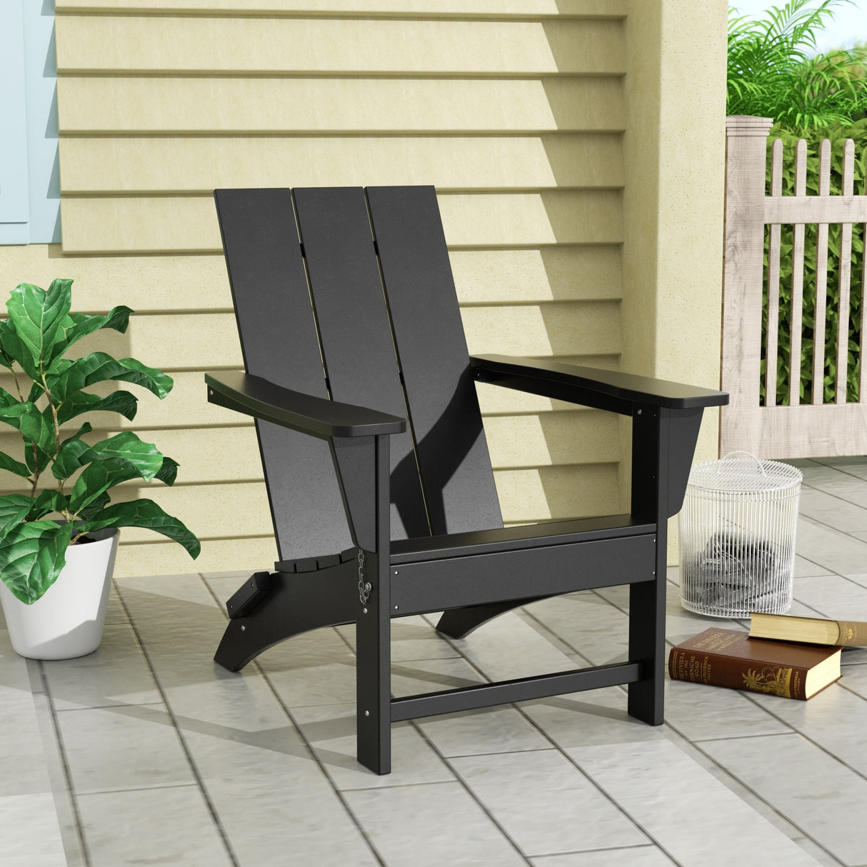 Polytrends Shoreside Modern Eco-Friendly All Weather Poly Folding Adirondack Chair