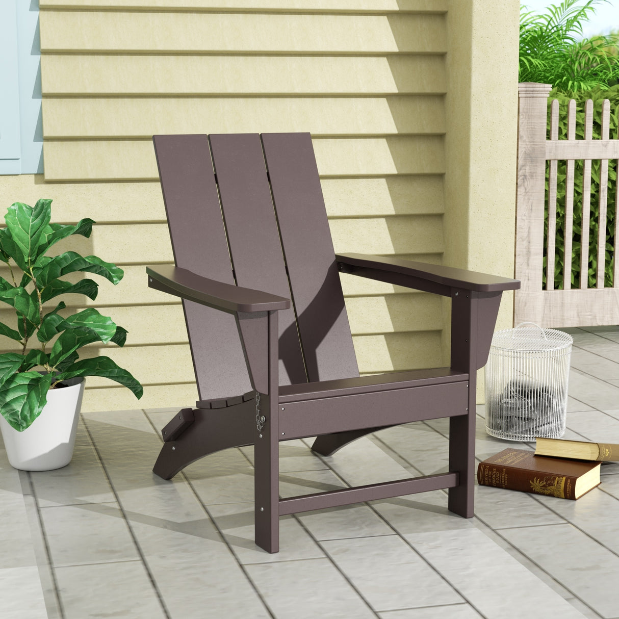 Polytrends Shoreside Modern Eco-Friendly All Weather Poly Folding Adirondack Chair