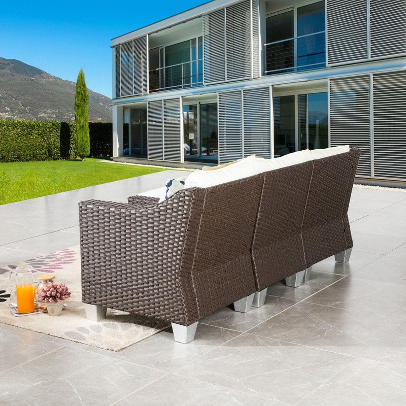 Patio Festival Wicker 4-Piece Sofa Ottoman Set