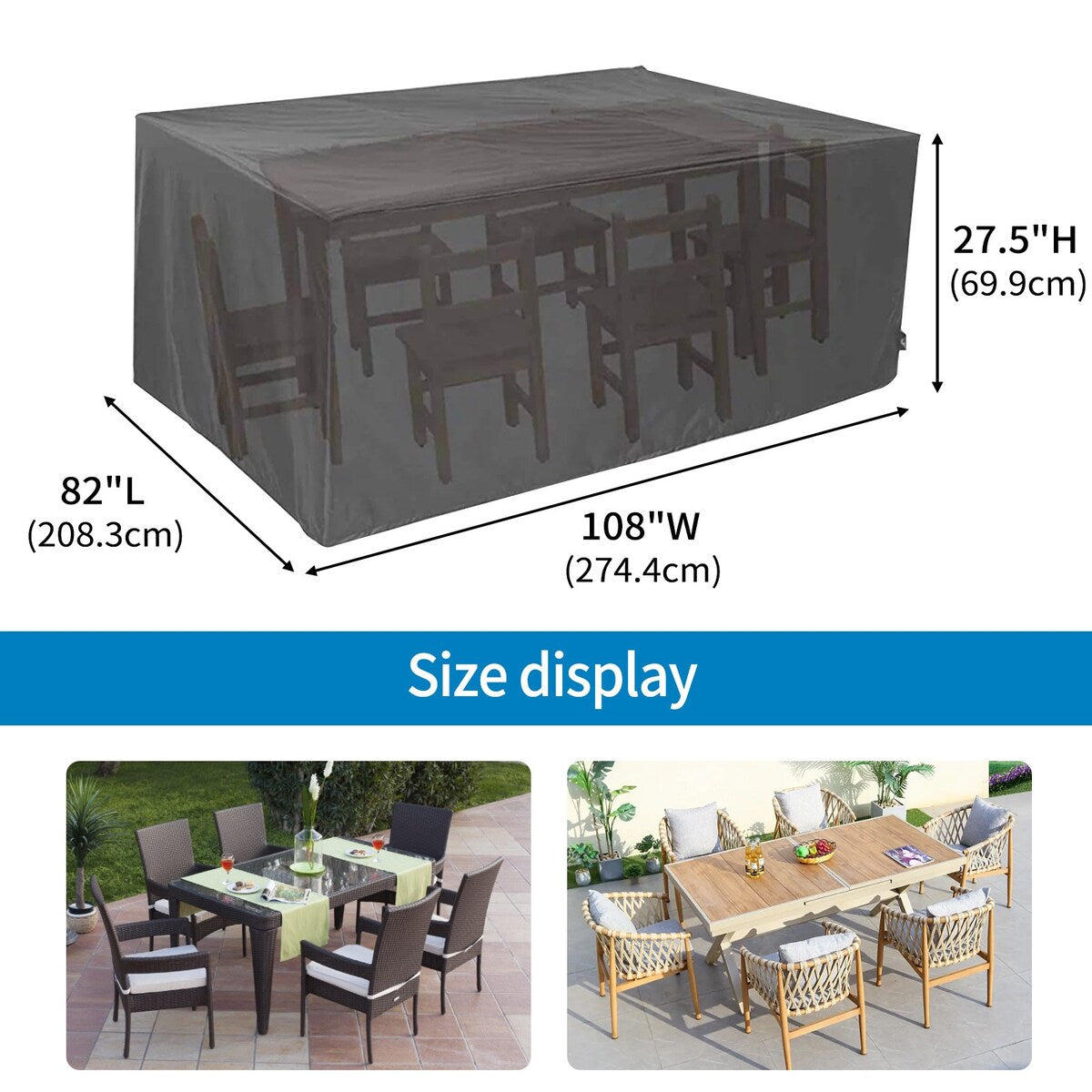 Patio Furniture Cover Rectangular Table Cover Waterproof Dining Table and Chair Cover