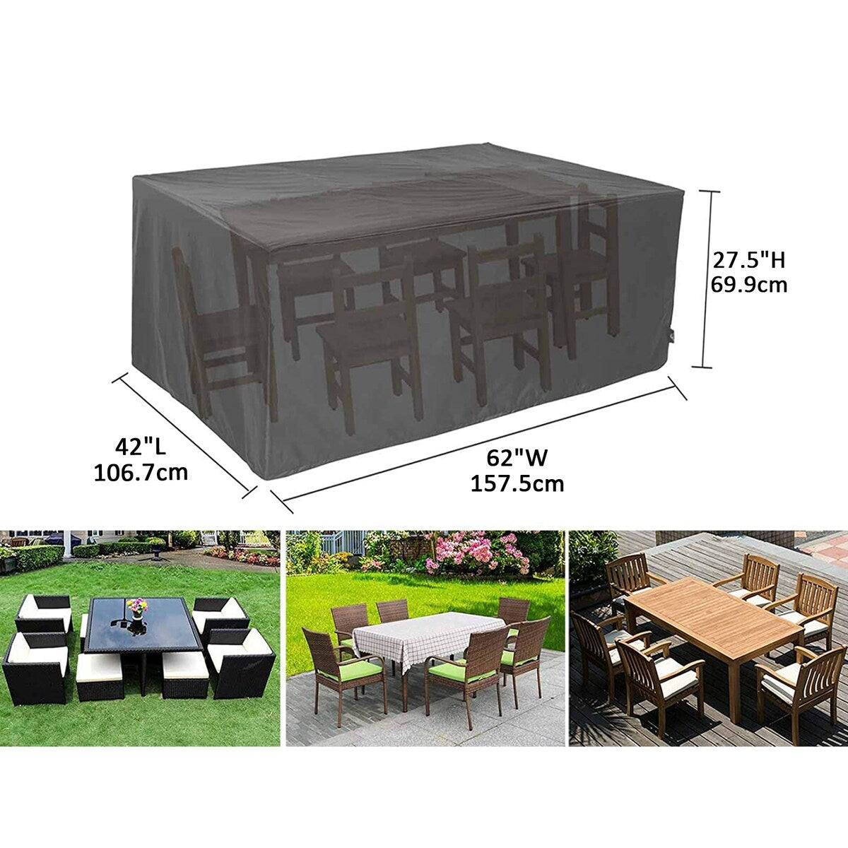 Patio Furniture Cover Rectangular Table Cover Waterproof Dining Table and Chair Cover