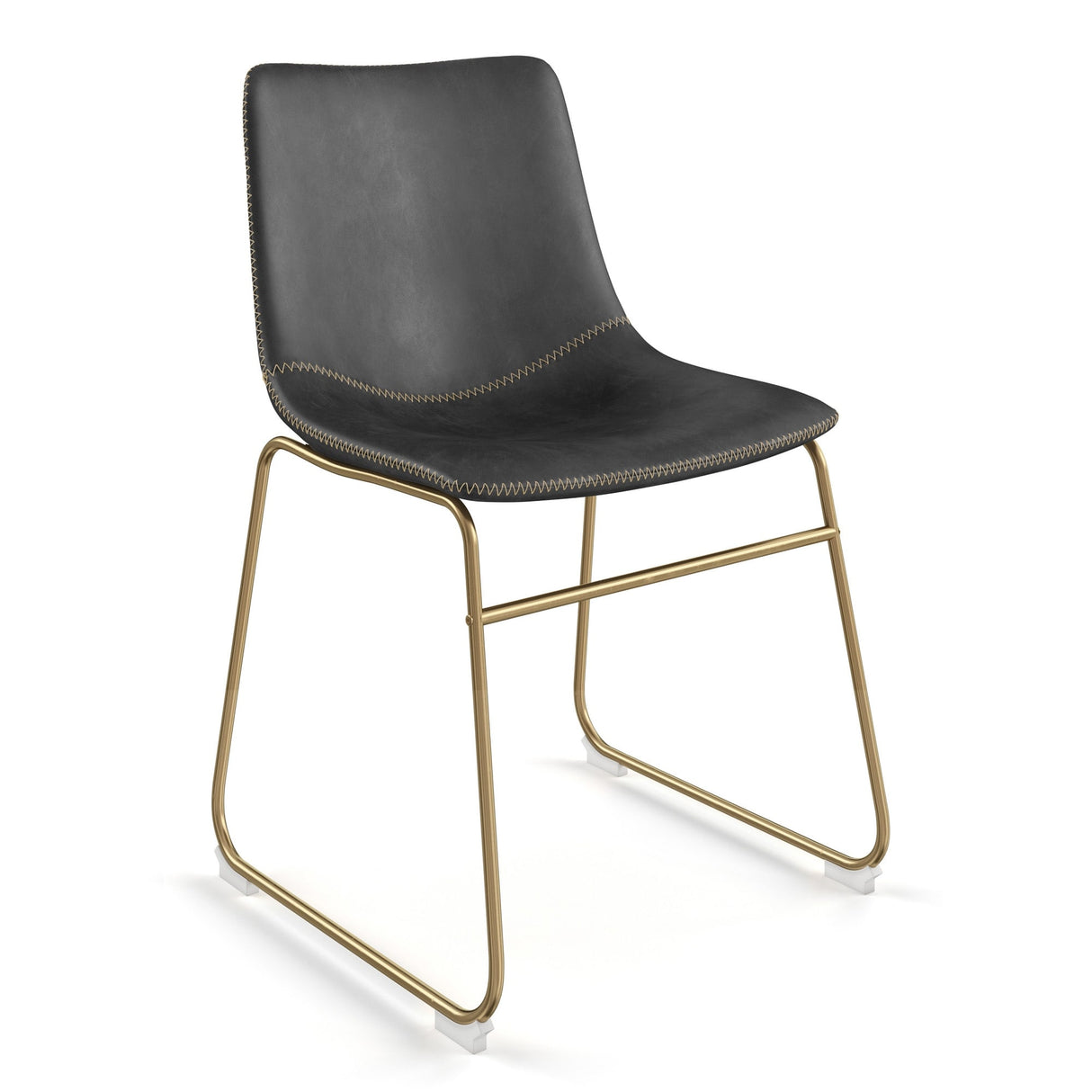 Petra Vegan Leather Side Chairs with Gold Legs (Set of 2)