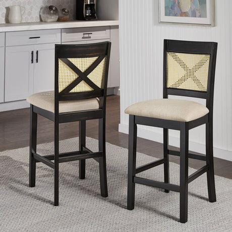 Plaga X-Back Cane Accent Counter Height Chair (Set of 2) by iNSPIRE Q Classic - Counter Height