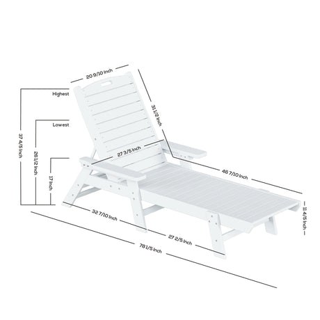 Polytrends Laguna Hdpe All Weather Outdoor Patio Pool Reclining Chaise Lounge