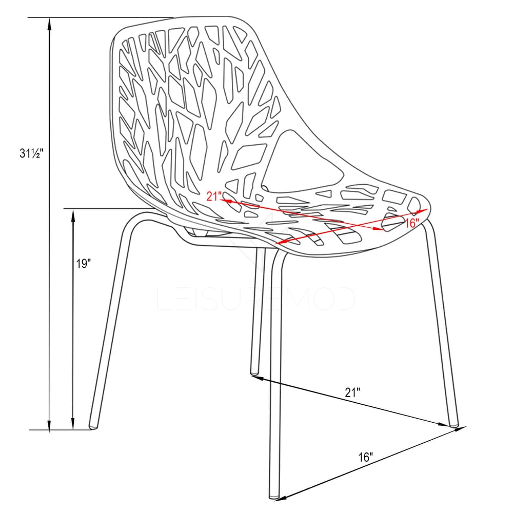 LeisureMod Modern Asbury Dining Chair w/ Chromed Legs, Set of 4 - Mint