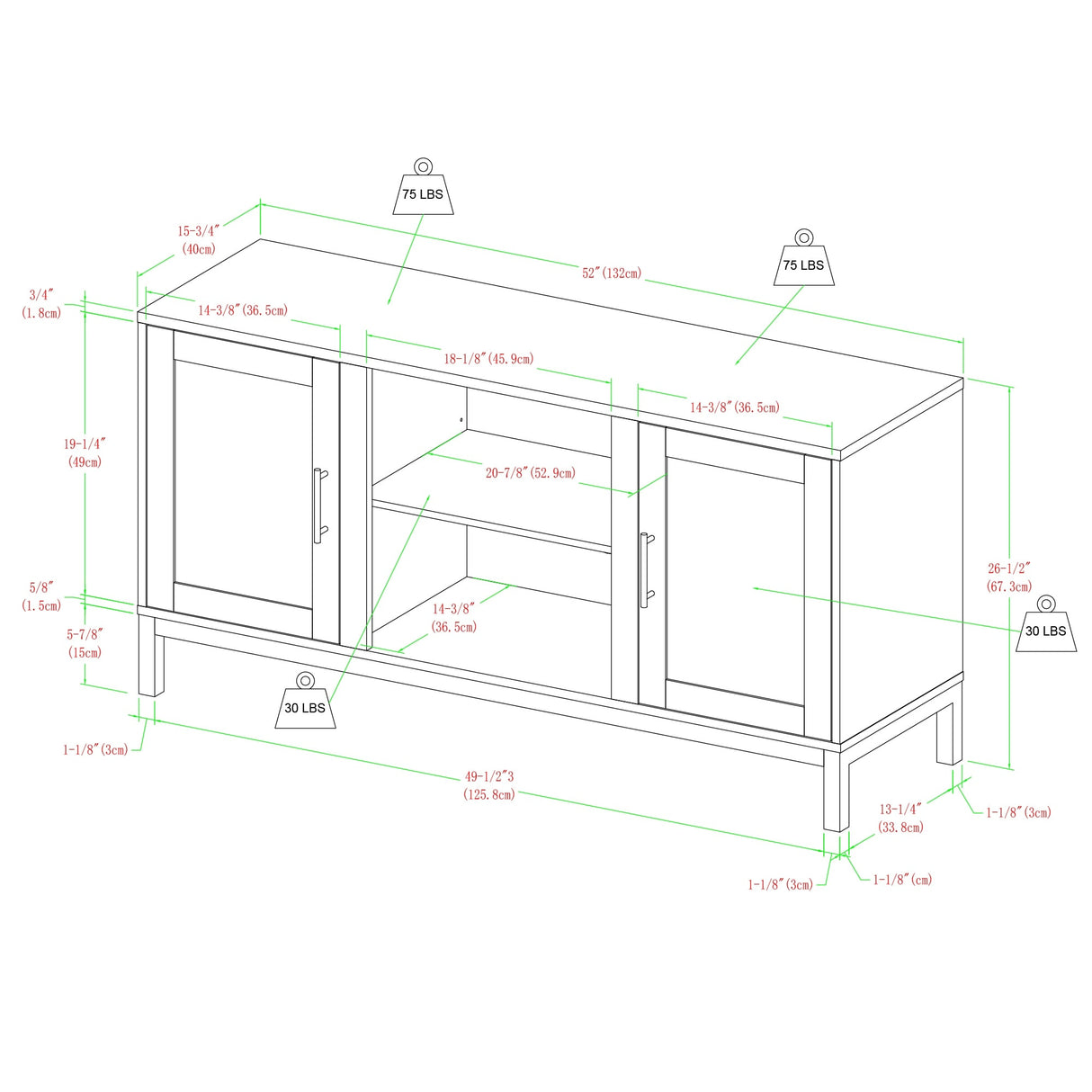 Middlebrook 52-inch TV Stand with Metal Legs