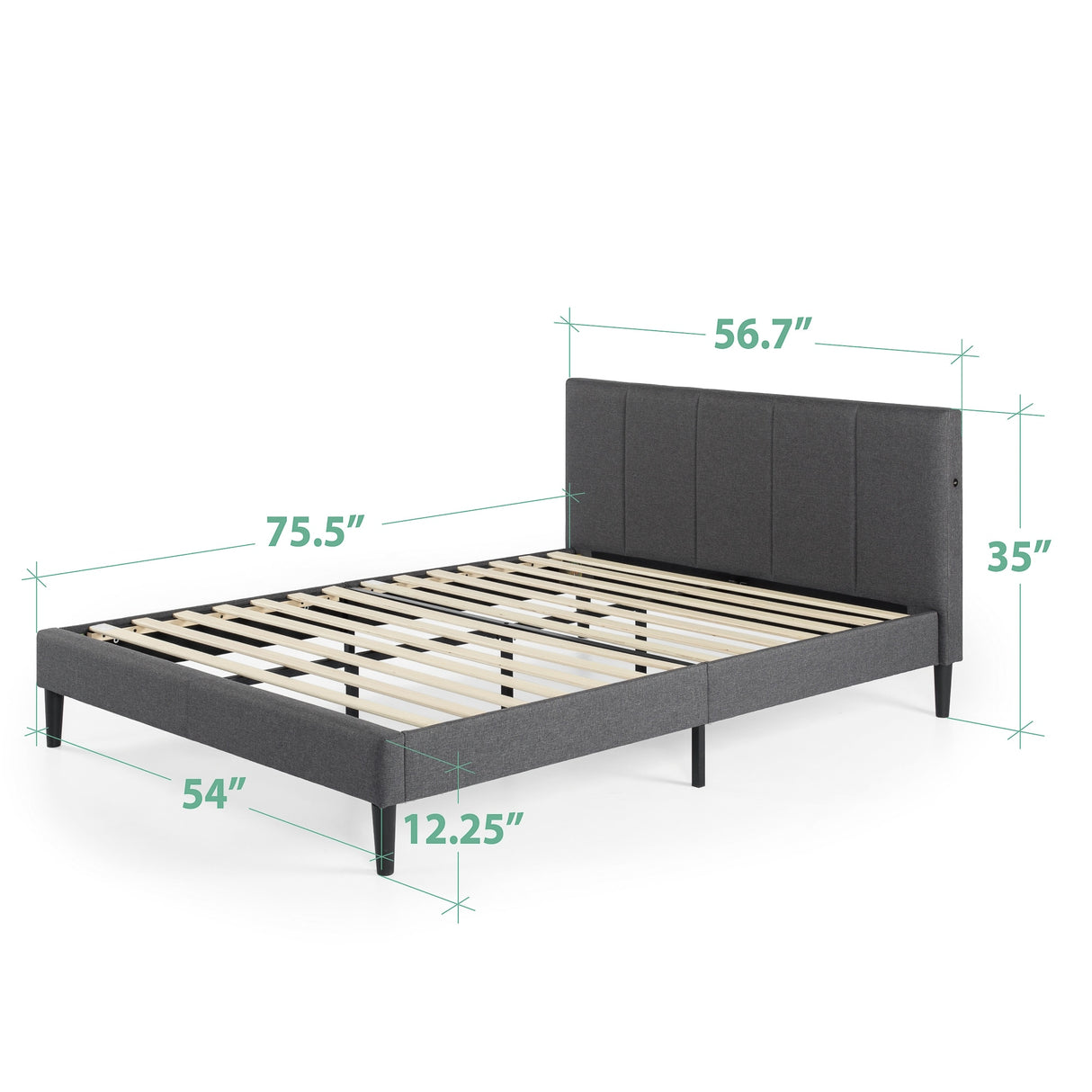 Priage by ZINUS Upholstered Platform Bed Frame with USB Ports