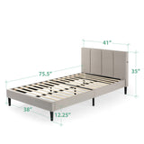 Priage by ZINUS Upholstered Platform Bed Frame with USB Ports