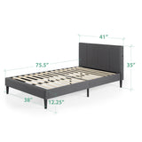 Priage by ZINUS Upholstered Platform Bed Frame with USB Ports