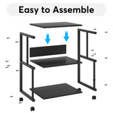 Printer Stand with Storage, Rolling Printer Table Machine Cart on Wheels, Mobile Printer Shelves for Office and Home