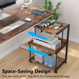 Printer Stand with Storage, Rolling Printer Table Machine Cart on Wheels, Mobile Printer Shelves for Office and Home