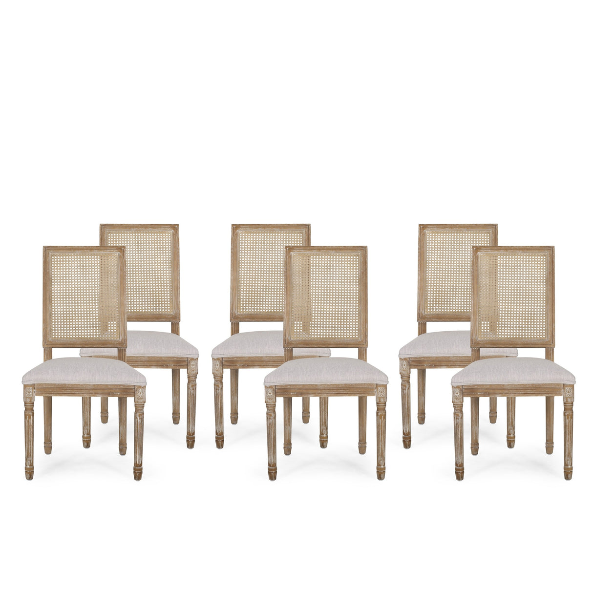 Regina French Country Wood and Cane Upholstered Dining Chair (Set of 6) by Christopher Knight Home