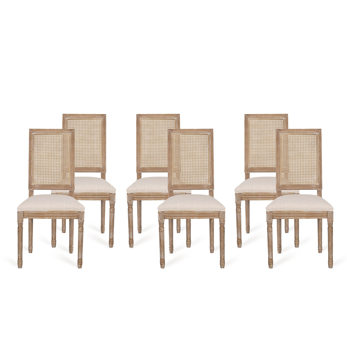 Regina French Country Wood and Cane Upholstered Dining Chair (Set of 6) by Christopher Knight Home