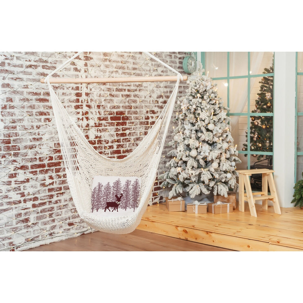 Reindeer Through the Woods Christmas Indoor/Outdoor Throw Pillow