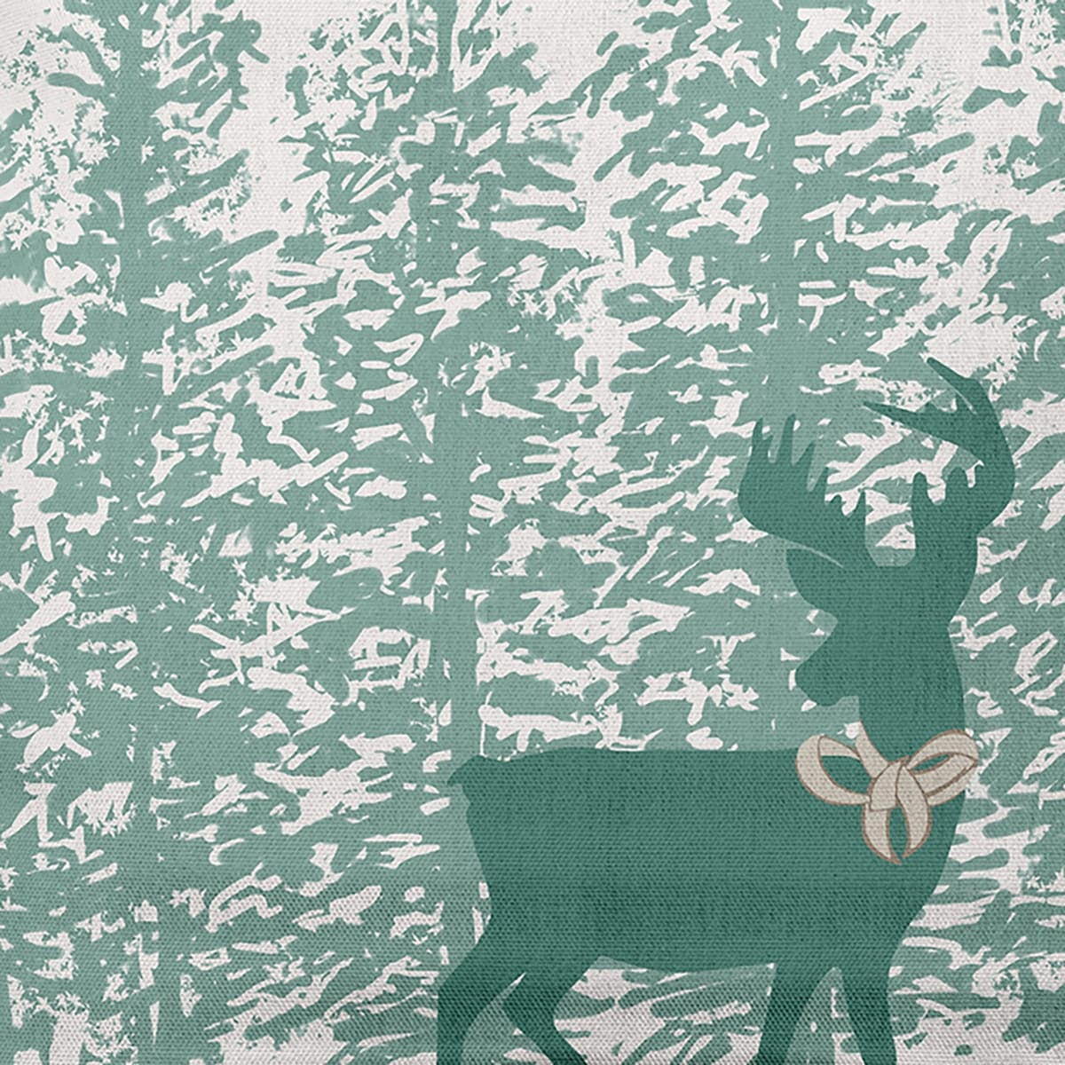 Reindeer Through the Woods Christmas Indoor/Outdoor Throw Pillow