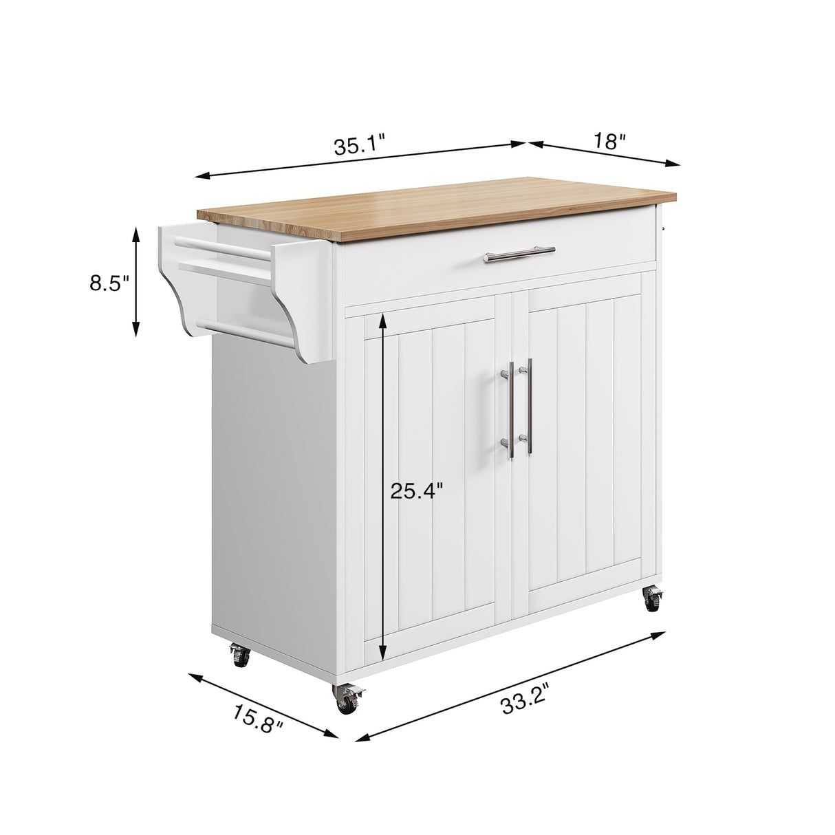 Rolling Kitchen Island with Storage Cabinet