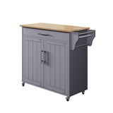 Rolling Kitchen Island with Storage Cabinet