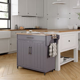 Rolling Kitchen Island with Storage Cabinet