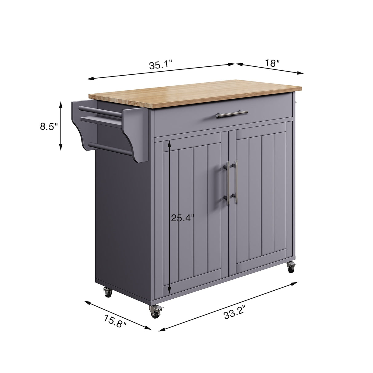 Rolling Kitchen Island with Storage Cabinet