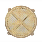 Ronit Solid Wood with Natural Woven Cane Side Table