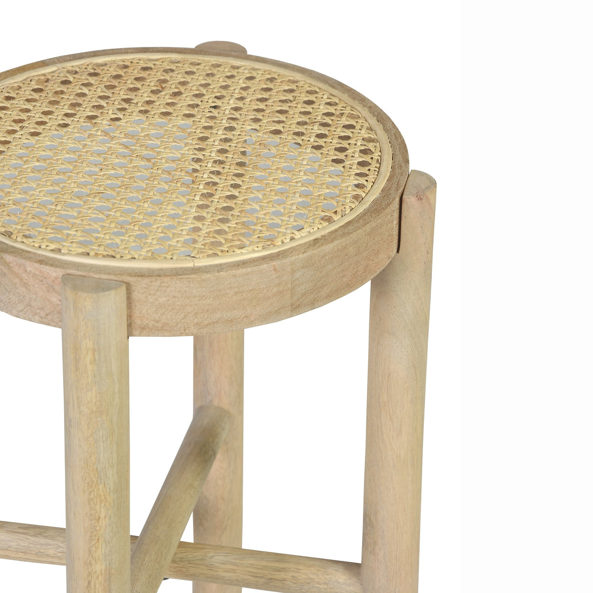 Ronit Solid Wood with Natural Woven Cane Side Table