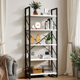 Roul Wood 5 Tiers Bookshelf Modern Bookcase Storage Rack Shelves