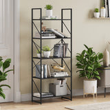 Roul Wood 5 Tiers Bookshelf Modern Bookcase Storage Rack Shelves