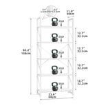 Roul Wood 5 Tiers Bookshelf Modern Bookcase Storage Rack Shelves