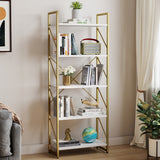 Roul Wood 5 Tiers Bookshelf Modern Bookcase Storage Rack Shelves