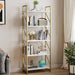 Roul Wood 5 Tiers Bookshelf Modern Bookcase Storage Rack Shelves