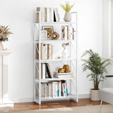 Roul Wood 5 Tiers Bookshelf Modern Bookcase Storage Rack Shelves