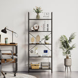 Roul Wood 5 Tiers Bookshelf Modern Bookcase Storage Rack Shelves