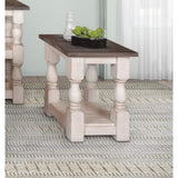 Rustic French 18 in. Cottage White and Brown Rectangular Wood End Table - 22"L x 18"W x 24"H